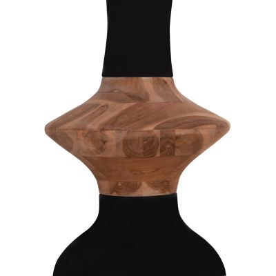 DECORATIVE FLOOR VASE NEBULA HM4660.01S FIBER CEMENT IN BLACK--TEAK WOOD Φ45x115Hcm.