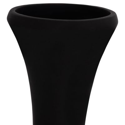 DECORATIVE FLOOR VASE NEBULA HM4660.01S FIBER CEMENT IN BLACK--TEAK WOOD Φ45x115Hcm.