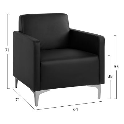 Armchair Nellie HM3159.11, black PU, 64x71x71cm