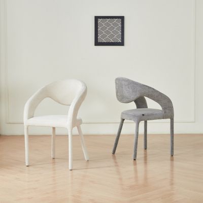 DINING CHAIR OFILIA HM18363.01 LIGHT GREY LINEN FABRIC 58x54.5x85.5Hcm