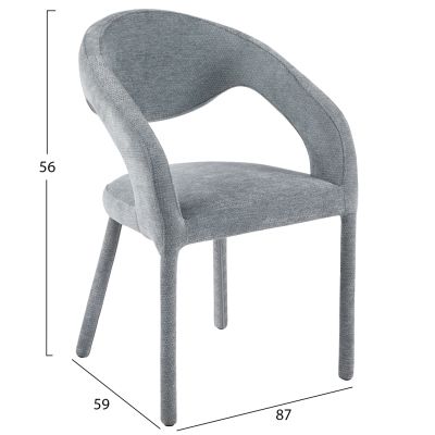 DINING CHAIR OFILIA HM18363.01 LIGHT GREY LINEN FABRIC 58x54.5x85.5Hcm