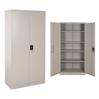 WARDROBE METALLIC HM5959.01 2-LEAF WITH 5 STORAGE SPACES LIGHT GREY 90Χ40Χ180Hcm.