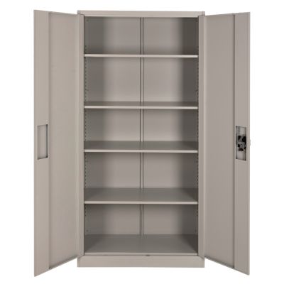 WARDROBE METALLIC HM5959.01 2-LEAF WITH 5 STORAGE SPACES LIGHT GREY 90Χ40Χ180Hcm.