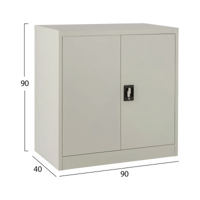 WARDROBE METAL HM5960.01 WITH 2 STORAGE SPACES LIGHT GREY 90Χ40Χ90Hcm.