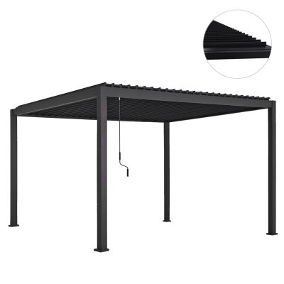 BIOCLIMATIC ALUMINUM PERGOLA DOMECIL HM6612.01 WITH IRON LOUVERS--300x400x240Hcm