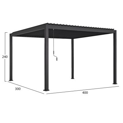 BIOCLIMATIC ALUMINUM PERGOLA DOMECIL HM6612.01 WITH IRON LOUVERS--300x400x240Hcm