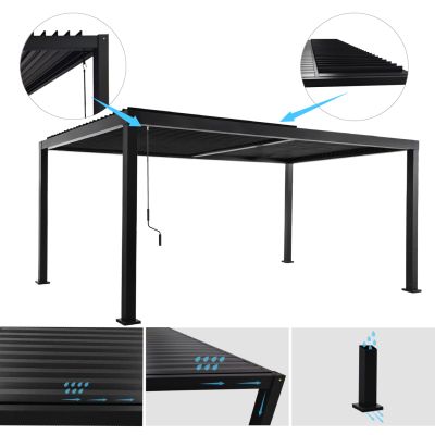 BIOCLIMATIC ALUMINUM PERGOLA PREMIUM FRANIO HM6610.01 BLACK 300x400x240Hcm.