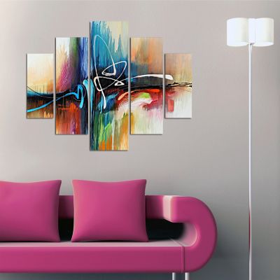 5 PCS MDF PAINTING ABSTRACT COLORS 82Χ56x3  HM7202.02