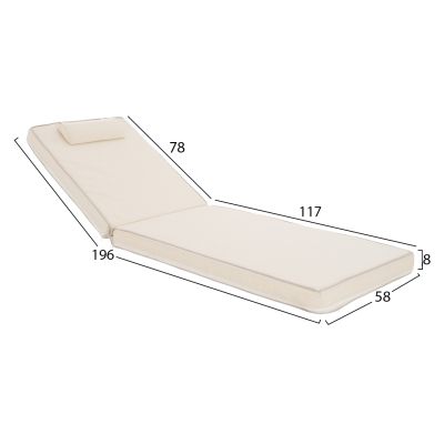 Възглавница за шезлонг Textline Sifnos Beige HM11236.60T 196(117+1+78)x58x8 cm