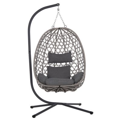 HANGING NEST NESTA HM6468.01 GREY METAL (STEEL) & P.E.RATTAN 100x100x190Hcm.