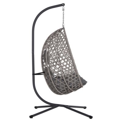 HANGING NEST NESTA HM6468.01 GREY METAL (STEEL) & P.E.RATTAN 100x100x190Hcm.