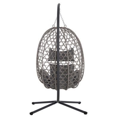 HANGING NEST NESTA HM6468.01 GREY METAL (STEEL) & P.E.RATTAN 100x100x190Hcm.