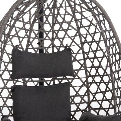HANGING NEST NESTA HM6468.01 GREY METAL (STEEL) & P.E.RATTAN 100x100x190Hcm.