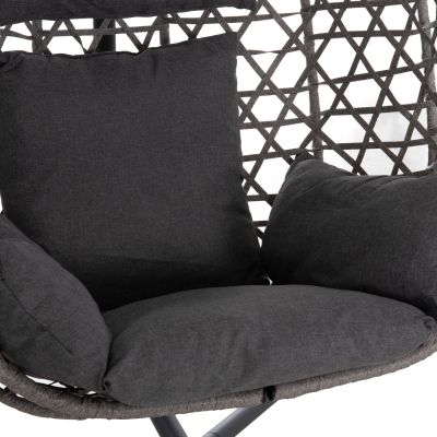 HANGING NEST NESTA HM6468.01 GREY METAL (STEEL) & P.E.RATTAN 100x100x190Hcm.