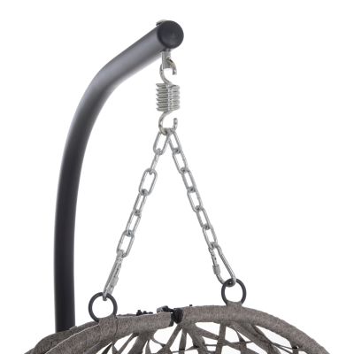 HANGING NEST NESTA HM6468.01 GREY METAL (STEEL) & P.E.RATTAN 100x100x190Hcm.