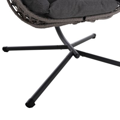 HANGING NEST NESTA HM6468.01 GREY METAL (STEEL) & P.E.RATTAN 100x100x190Hcm.