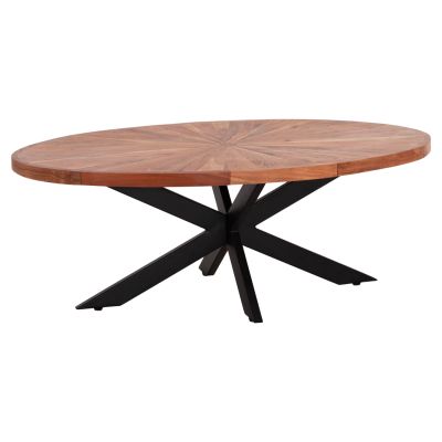 COFFEE TABLE OVAL MONTANA SUPERIOR HM9906 ACACIA WOOD-METAL 120x61x45Hcm.