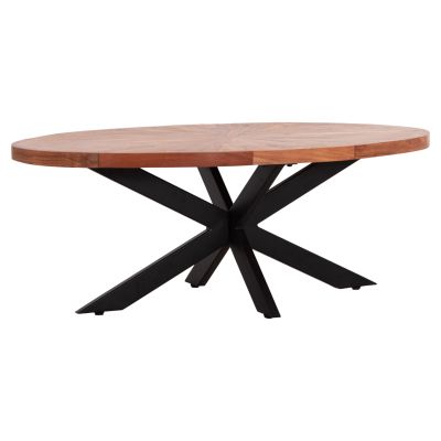 COFFEE TABLE OVAL MONTANA SUPERIOR HM9906 ACACIA WOOD-METAL 120x61x45Hcm.