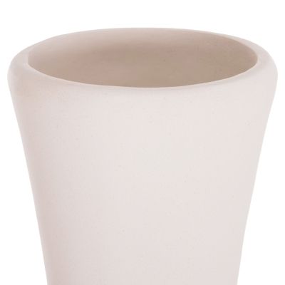 DECORATIVE FLOOR VASE NEBULA HM4660.02M FIBER CEMENT IN WHITE--TEAK WOOD Φ45x148Hcm.