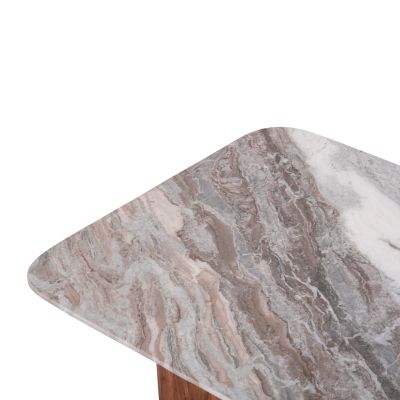 COFFEE TABLE SQUARE VOLTI HM18000 GREY MARBLE-ACACIA WOOD 100.5x100.5x40Hcm.