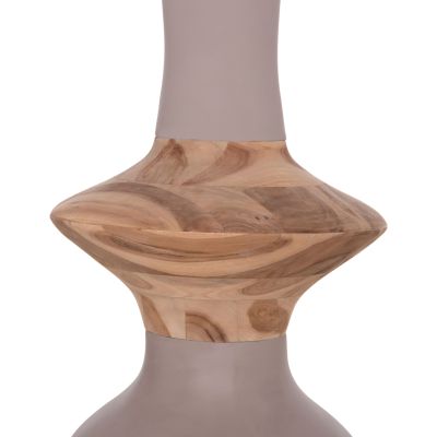 DECORATIVE FLOOR VASE NEBULA HM4660.05S FIBER CEMENT IN TAUPE--TEAK WOOD Φ45x115Hcm.