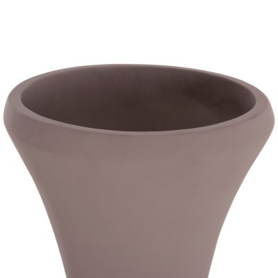 DECORATIVE FLOOR VASE NEBULA HM4660.05S FIBER CEMENT IN TAUPE--TEAK WOOD Φ45x115Hcm.
