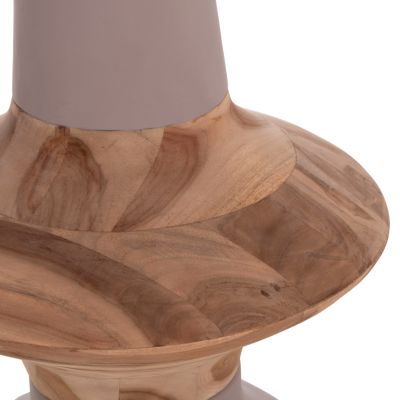 DECORATIVE FLOOR VASE NEBULA HM4660.05S FIBER CEMENT IN TAUPE--TEAK WOOD Φ45x115Hcm.