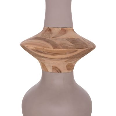 DECORATIVE FLOOR VASE NEBULA HM4660.05S FIBER CEMENT IN TAUPE--TEAK WOOD Φ45x115Hcm.