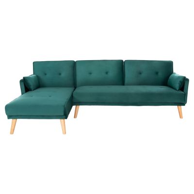 CORNER SOFA-BED REVERSIBLE PANTHEA HM3127.13 CYPRESS GREEN VELVET 260x155x86Hcm.
