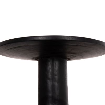 SIDE TABLE ROUND PUMBE HM9891.12 SOLID SUAR WOOD IN BLACK COLOR Φ40x50Hcm.