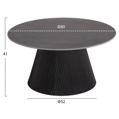 COFFEE TABLE DUNCAN HM18022.01 CERAMIC TOP-MDF BASE-BLACK Φ80x41Hcm.