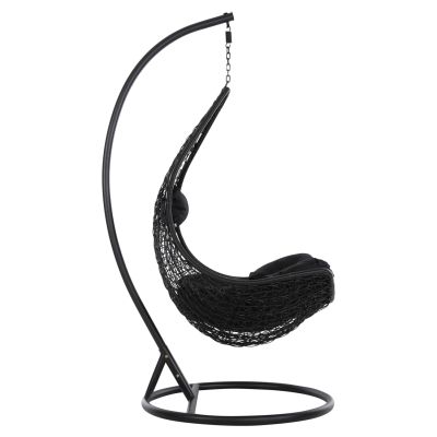 HANGING NEST MILLIE HM5996.02 METAL-SYNTHETIC RATTAN & CUSHIONS IN BLACK Φ95x195Hcm.