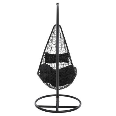 HANGING NEST MILLIE HM5996.02 METAL-SYNTHETIC RATTAN & CUSHIONS IN BLACK Φ95x195Hcm.