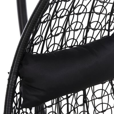 HANGING NEST MILLIE HM5996.02 METAL-SYNTHETIC RATTAN & CUSHIONS IN BLACK Φ95x195Hcm.