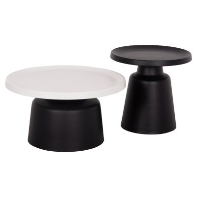 COFFEE TABLES RINKON HM18262 ALL METAL IN WHITE & BLACK Φ50cm & Φ69cm