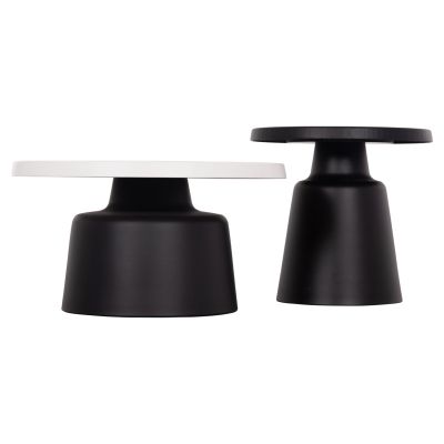 COFFEE TABLES RINKON HM18262 ALL METAL IN WHITE & BLACK Φ50cm & Φ69cm