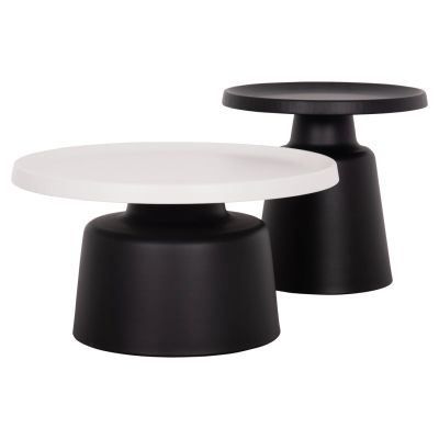 COFFEE TABLES RINKON HM18262 ALL METAL IN WHITE & BLACK Φ50cm & Φ69cm