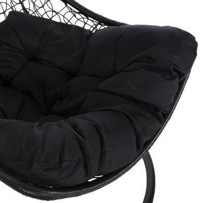 HANGING NEST MILLIE HM5996.02 METAL-SYNTHETIC RATTAN & CUSHIONS IN BLACK Φ95x195Hcm.