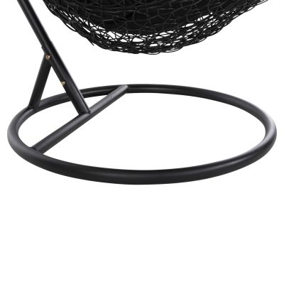 HANGING NEST MILLIE HM5996.02 METAL-SYNTHETIC RATTAN & CUSHIONS IN BLACK Φ95x195Hcm.