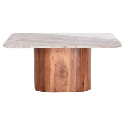 COFFEE TABLE SQUARE VOLTI HM18001 GREY MARBLE-ACACIA WOOD 80.5x80.5x37Hcm.