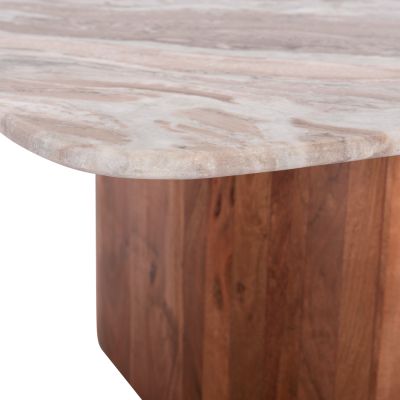 COFFEE TABLE SQUARE VOLTI HM18001 GREY MARBLE-ACACIA WOOD 80.5x80.5x37Hcm.
