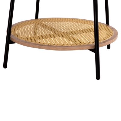 COFFEE TABLE SEWELL HM18033 MDF IN ZEBRANO-METAL LEGS-RATTAN IN NATURAL Φ80x46Hcm.
