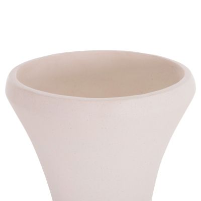 DECORATIVE FLOOR VASE NEBULA HM4660.02S FIBER CEMENT IN WHITE--TEAK WOOD Φ45x115Hcm.