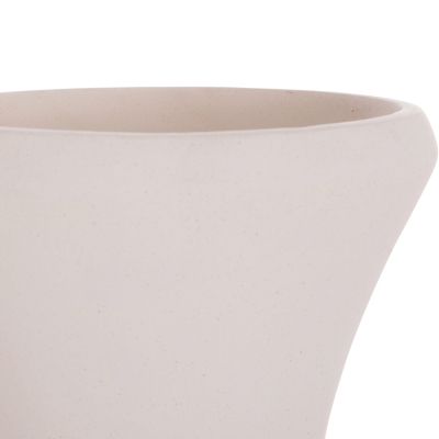 DECORATIVE FLOOR VASE NEBULA HM4660.02S FIBER CEMENT IN WHITE--TEAK WOOD Φ45x115Hcm.
