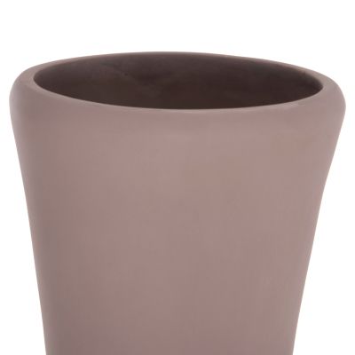 DECORATIVE FLOOR VASE NEBULA HM4660.05M FIBER CEMENT IN TAUPE--TEAK WOOD Φ45x148Hcm.