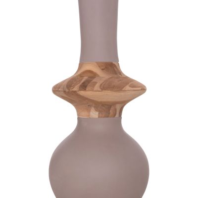 DECORATIVE FLOOR VASE NEBULA HM4660.05M FIBER CEMENT IN TAUPE--TEAK WOOD Φ45x148Hcm.