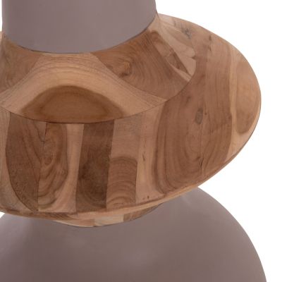 DECORATIVE FLOOR VASE NEBULA HM4660.05M FIBER CEMENT IN TAUPE--TEAK WOOD Φ45x148Hcm.