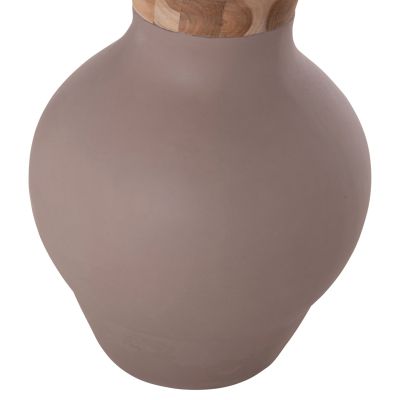 DECORATIVE FLOOR VASE NEBULA HM4660.05M FIBER CEMENT IN TAUPE--TEAK WOOD Φ45x148Hcm.