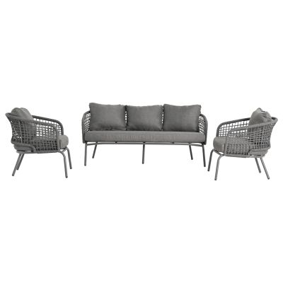 OUTDOOR LOUNGE SET 5-SEAT ELOWEN HM6508.01 ALUMINUM-ROPE-CUSHIONS---GREY