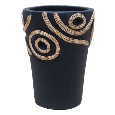 TABLE DECORATIVE VASE DEAN HM4677.01L TERRACOTA IN BLACK--Φ24x35Hcm.